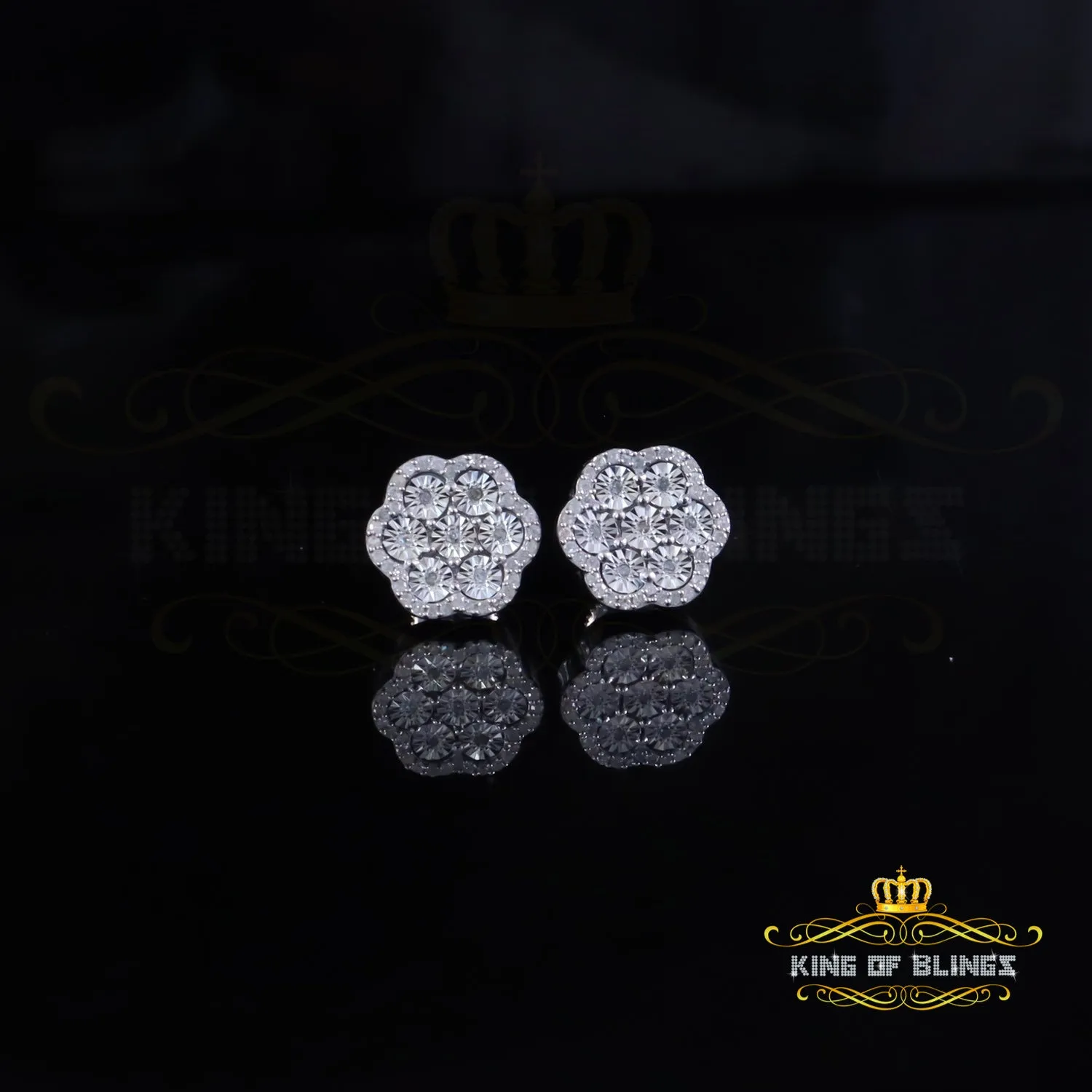 King Of Bling's New Miracle Set Small 0.40ct Diamond 925 Silver White for Men/Women Stud Earring