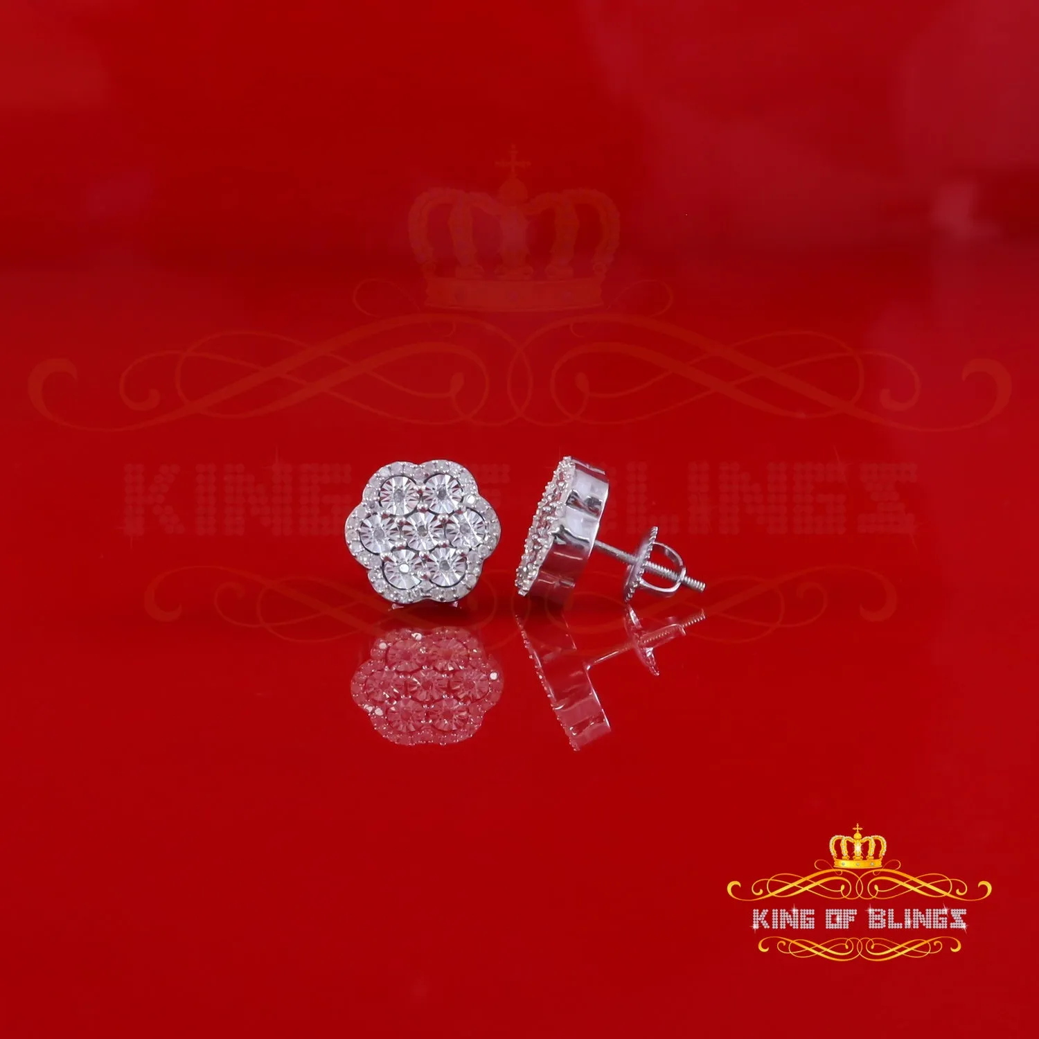 King Of Bling's New Miracle Set Small 0.40ct Diamond 925 Silver White for Men/Women Stud Earring