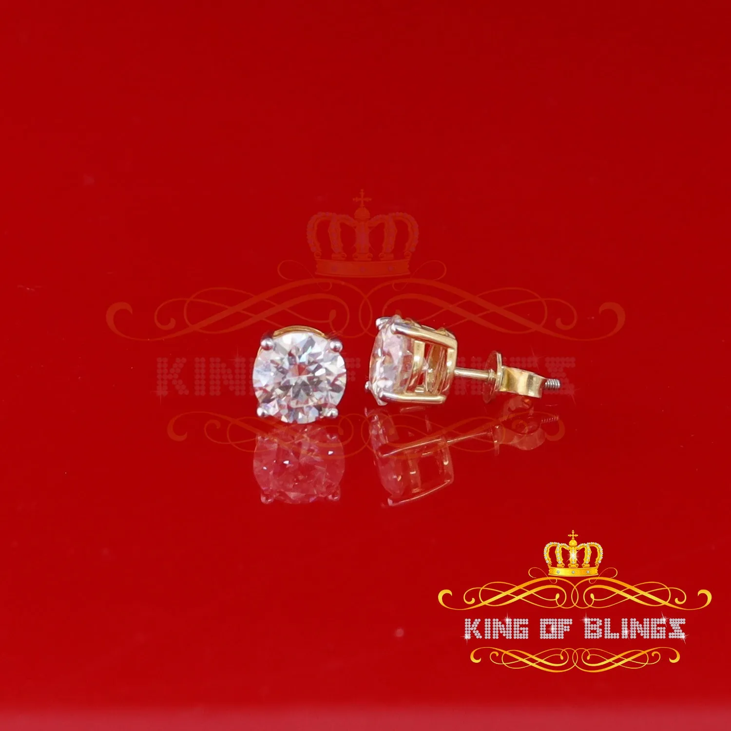 King  of Bling's Stud 925 silver Yellow 4.50ct VVS 'D' Moissanite Men & Women Stud Stud Earrings