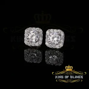 King of Blings- White 3.8ct Cubic Zirconia 925 Sterling Silver Women's & Men's Square Earrings