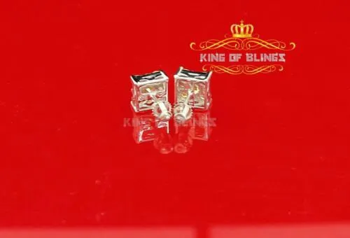 King of Blings-White Silver 1.68ct Cubic Zirconia Yellow Stone Womens/Men's Square Earrings