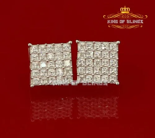 King of Bling's Yellow 925 Silver Screw Back 2.25ct Cubic Zirconia Women Hip Hop Square Earrings