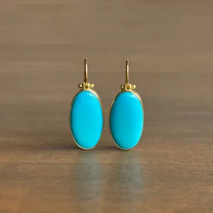 Large Oval Sleeping Beauty Turquoise Earrings