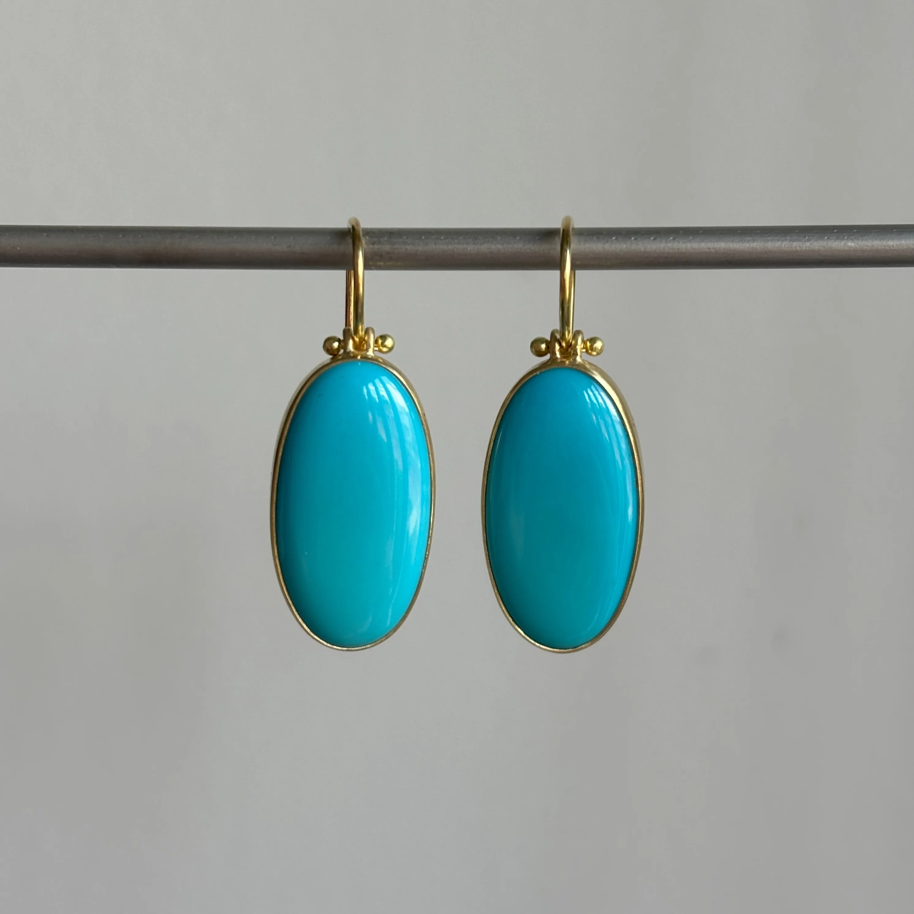 Large Oval Sleeping Beauty Turquoise Earrings