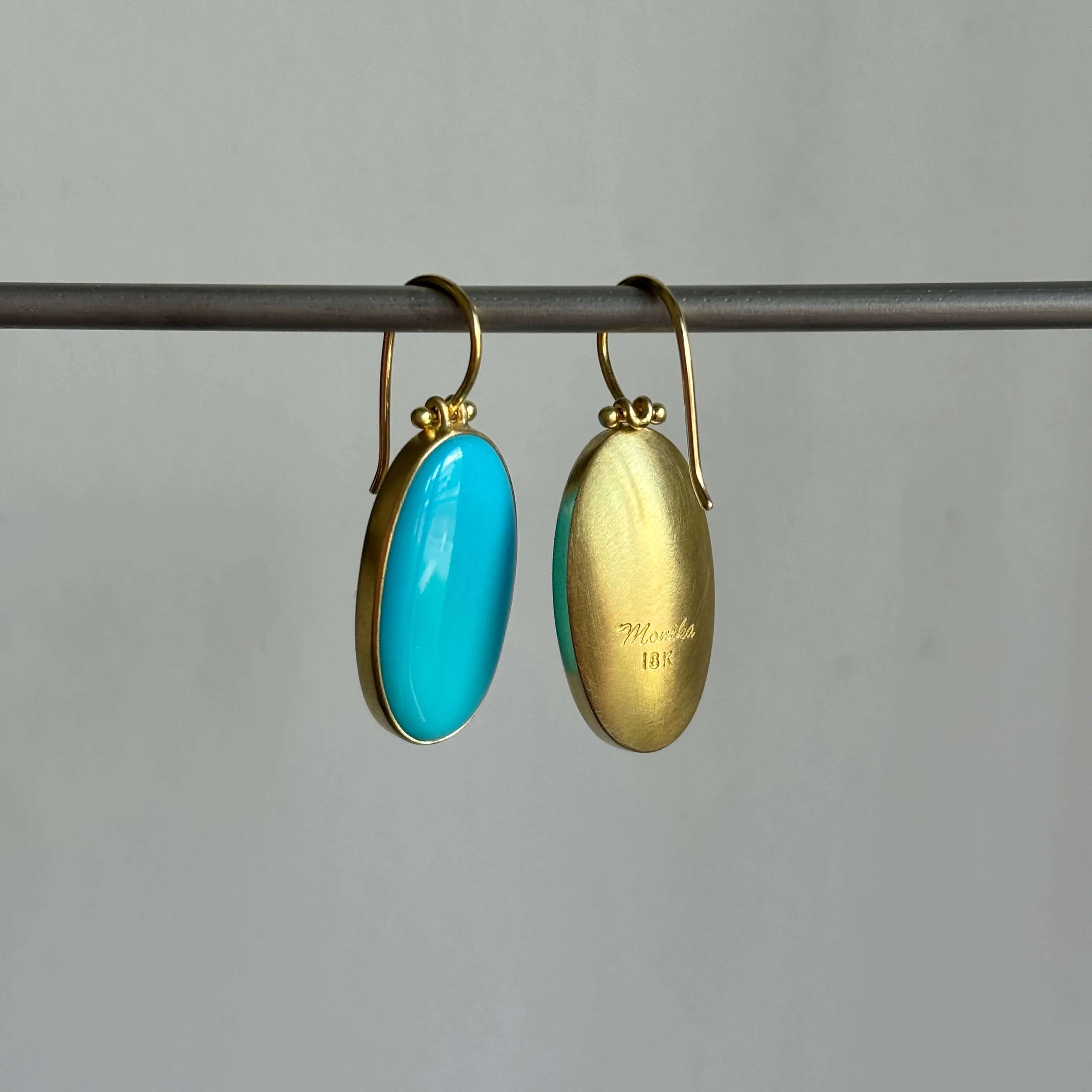 Large Oval Sleeping Beauty Turquoise Earrings