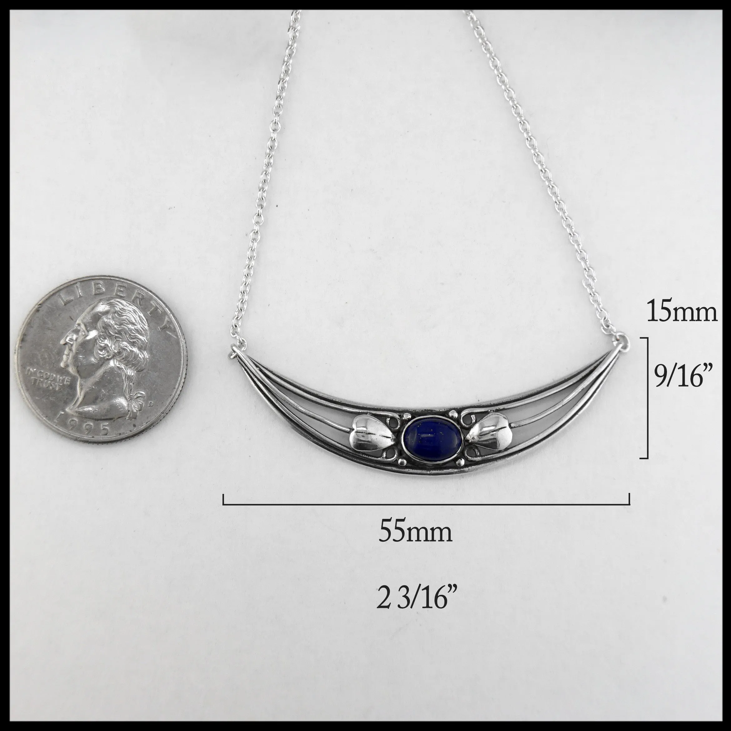 Leaf Bar Pendant with Lapis