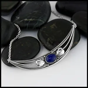 Leaf Bar Pendant with Lapis