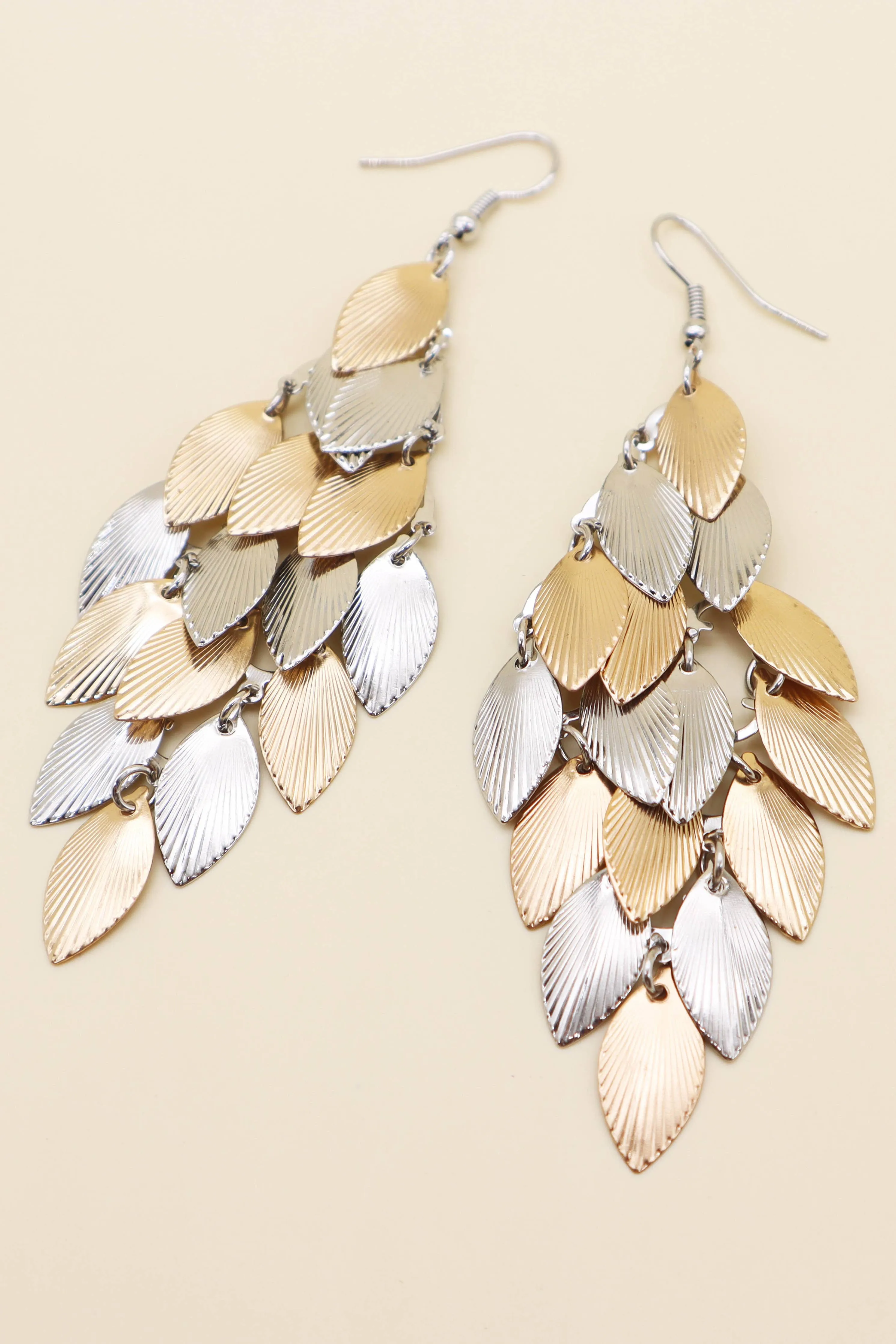 Leaf Multilayer Fringe Earrings