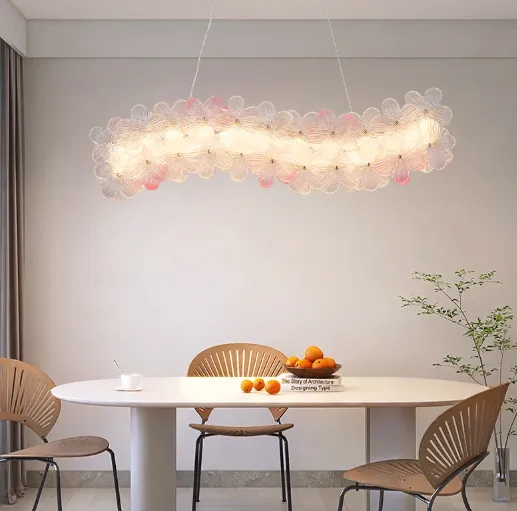 LED Glass Flower French Pendant Light