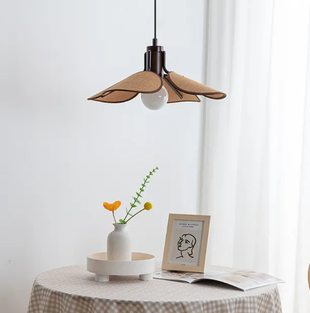 LED Japanese Simple Wood & Metal Pendant Light