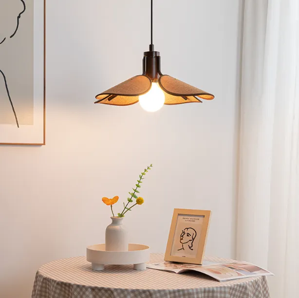 LED Japanese Simple Wood & Metal Pendant Light