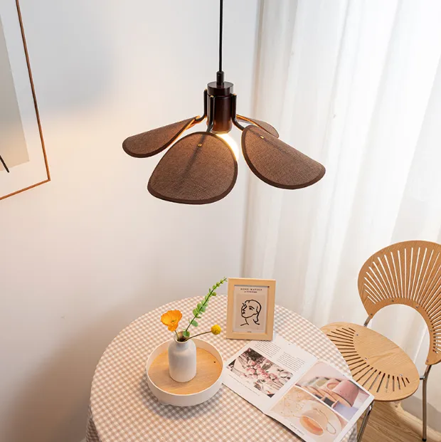 LED Japanese Simple Wood & Metal Pendant Light