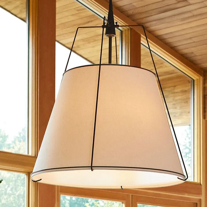 LED Japanese Style Cloth Pendant Light with Metal Frame