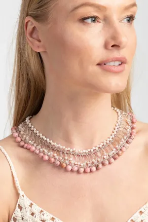 Madame Glass Beaded Collar Chain Necklace