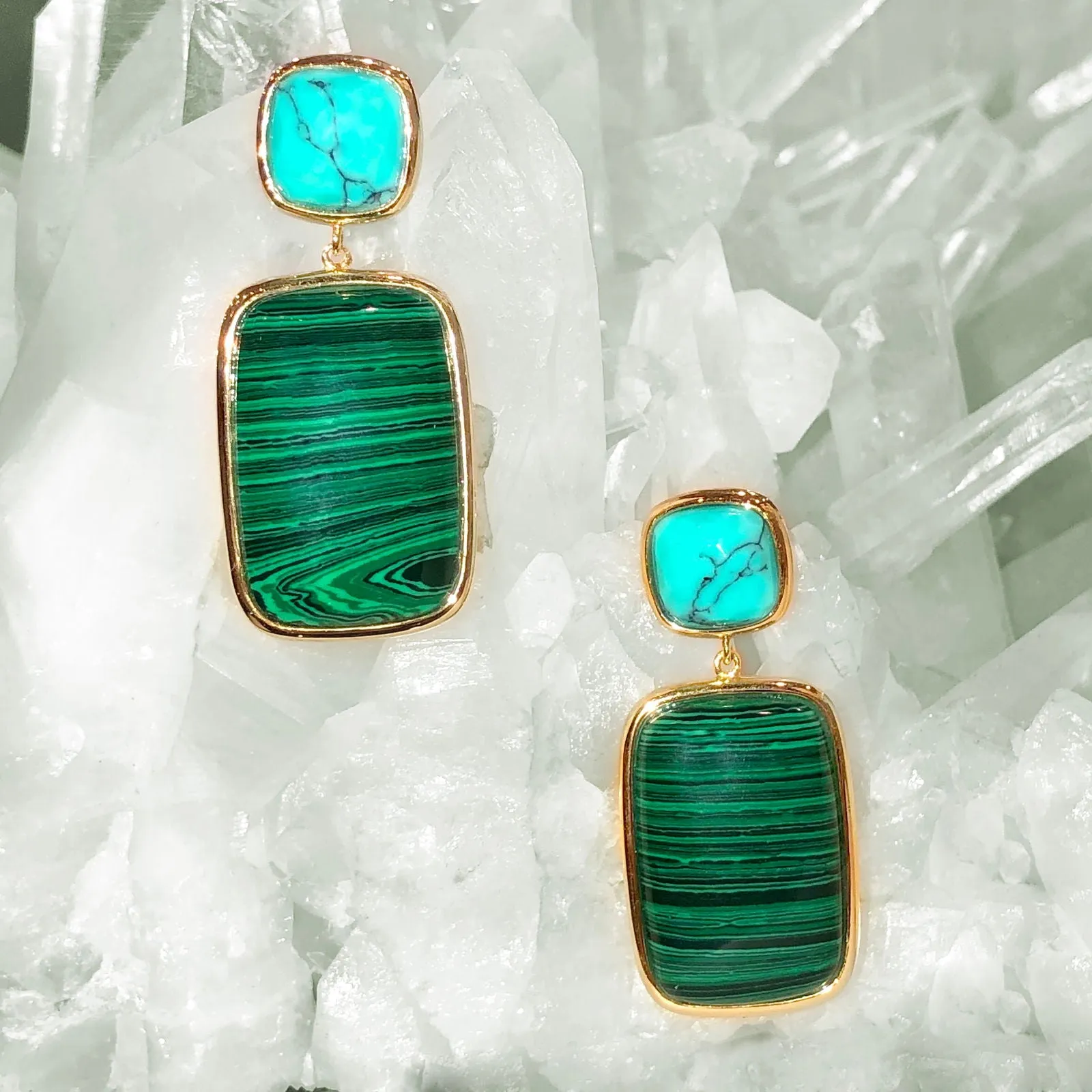 Malachite and Turquoise Earrings