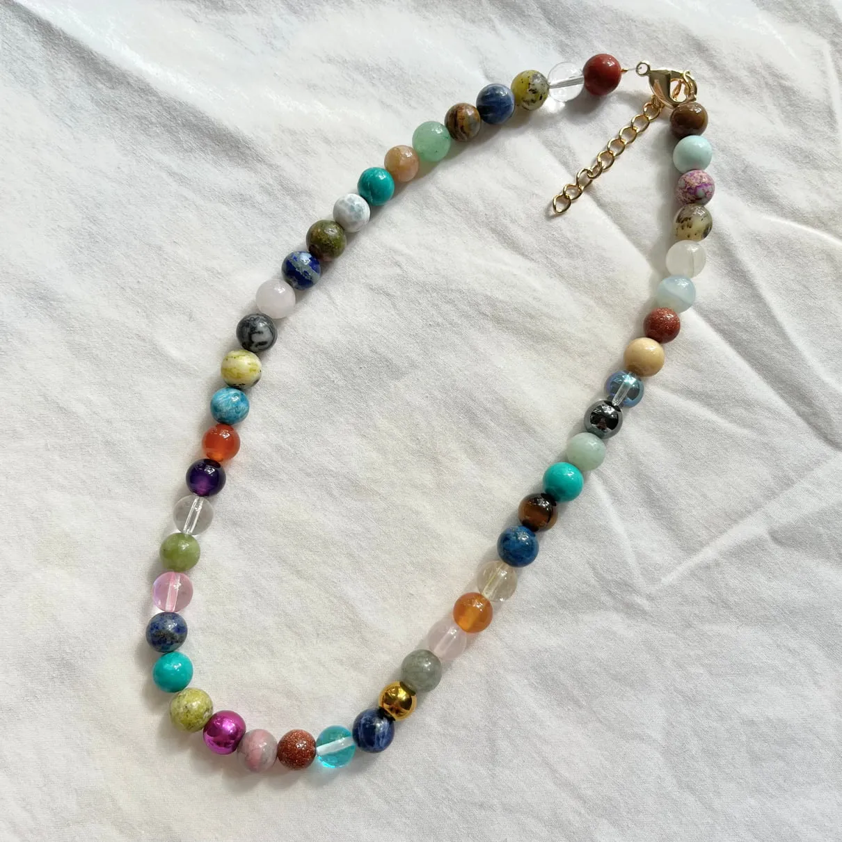 Manifestation 8mm Beaded Necklace - Crystal Mix