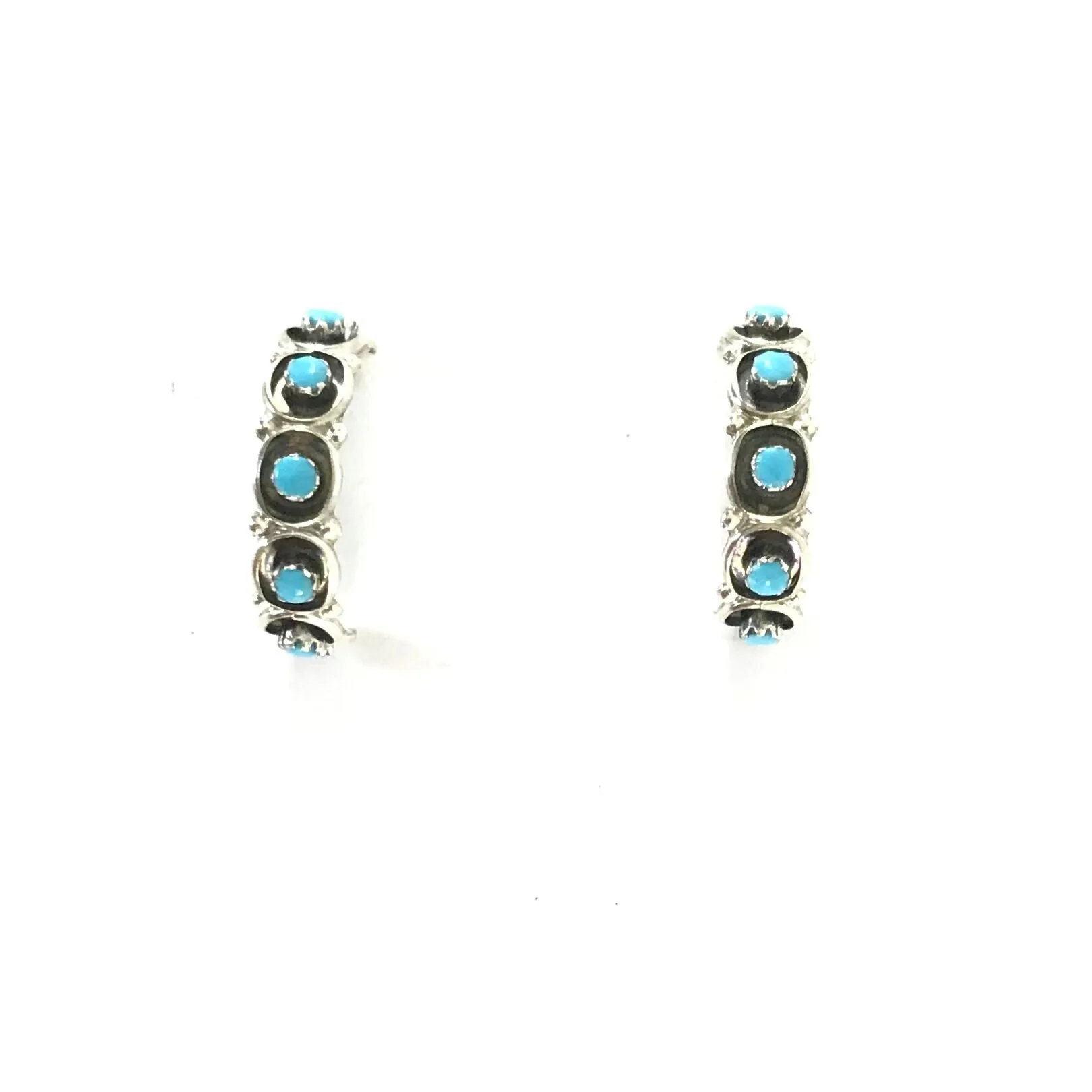 Marlinda Booqua Turquoise Snake Eye Half Hoop Earrings