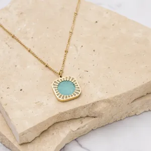 Mila 18k gold plated blue agate necklace