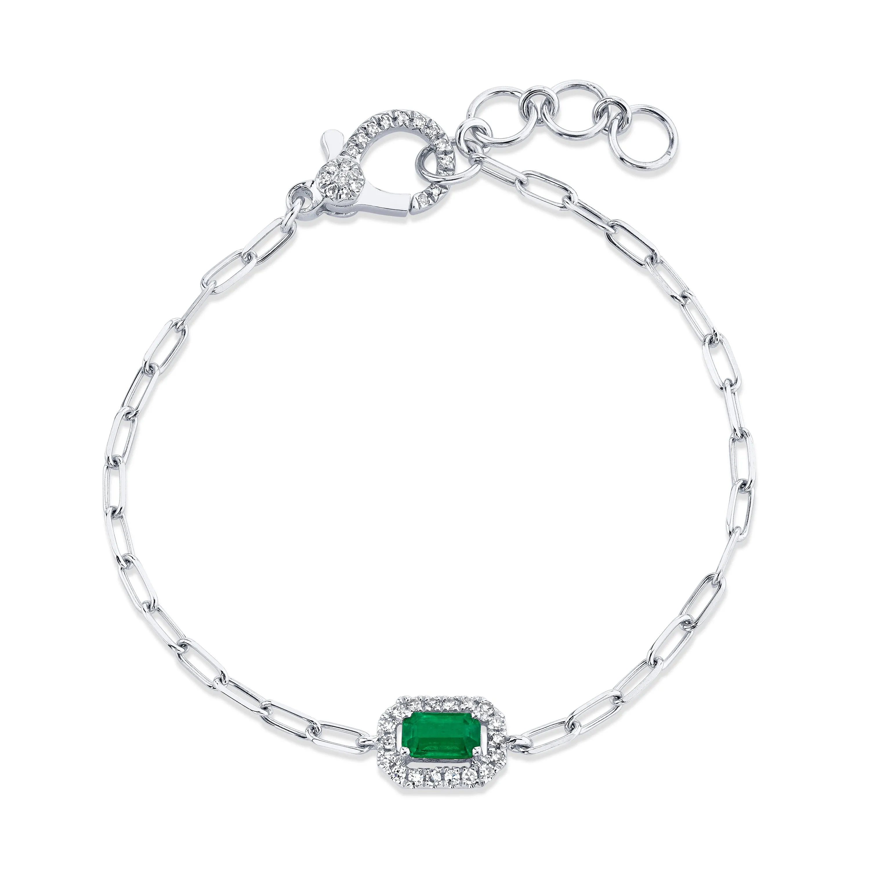 MINI ME EMERALD & DIAMOND HALO DROP BRACELET