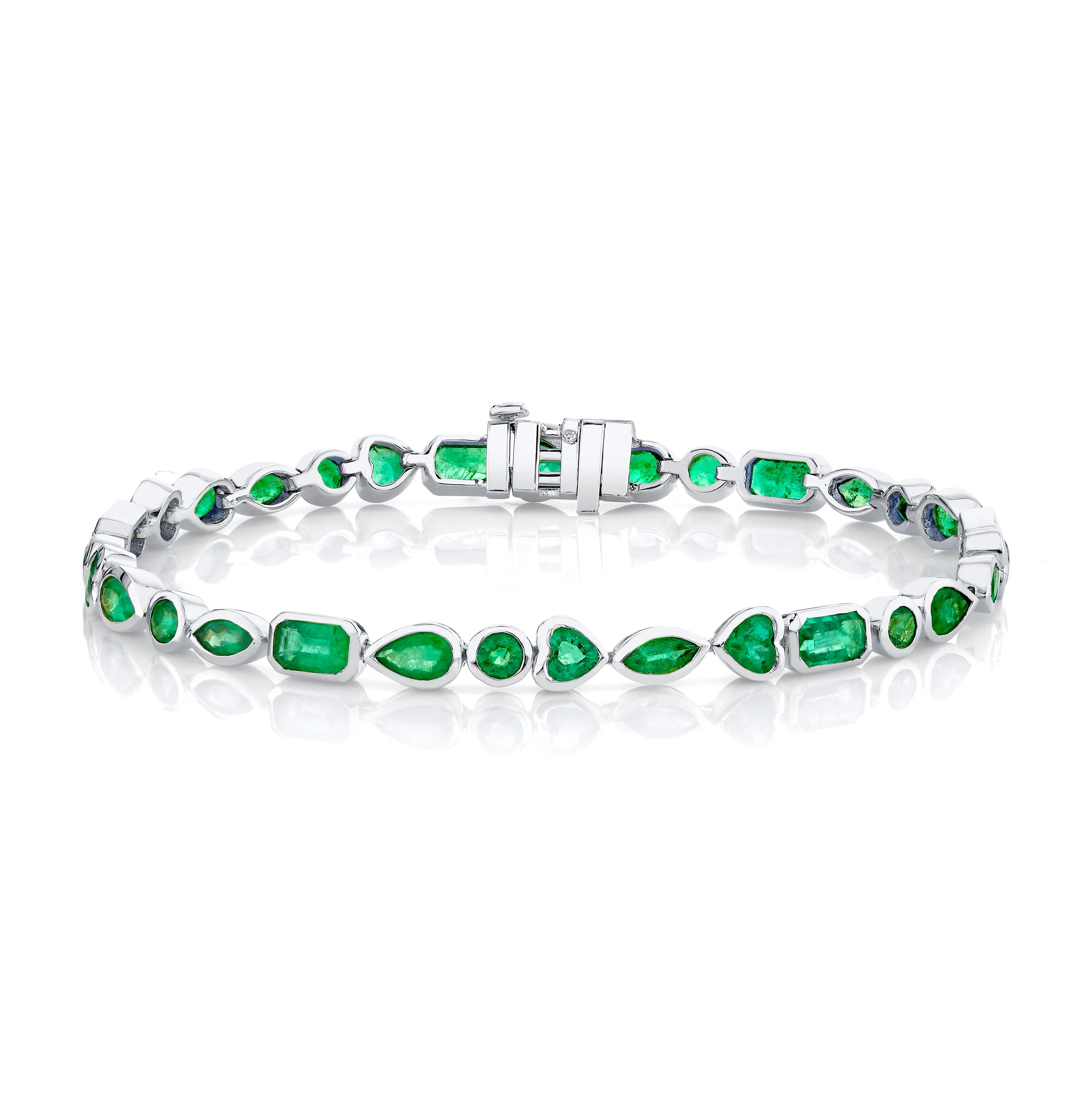 MIXED EMERALD BEZEL TENNIS BRACELET