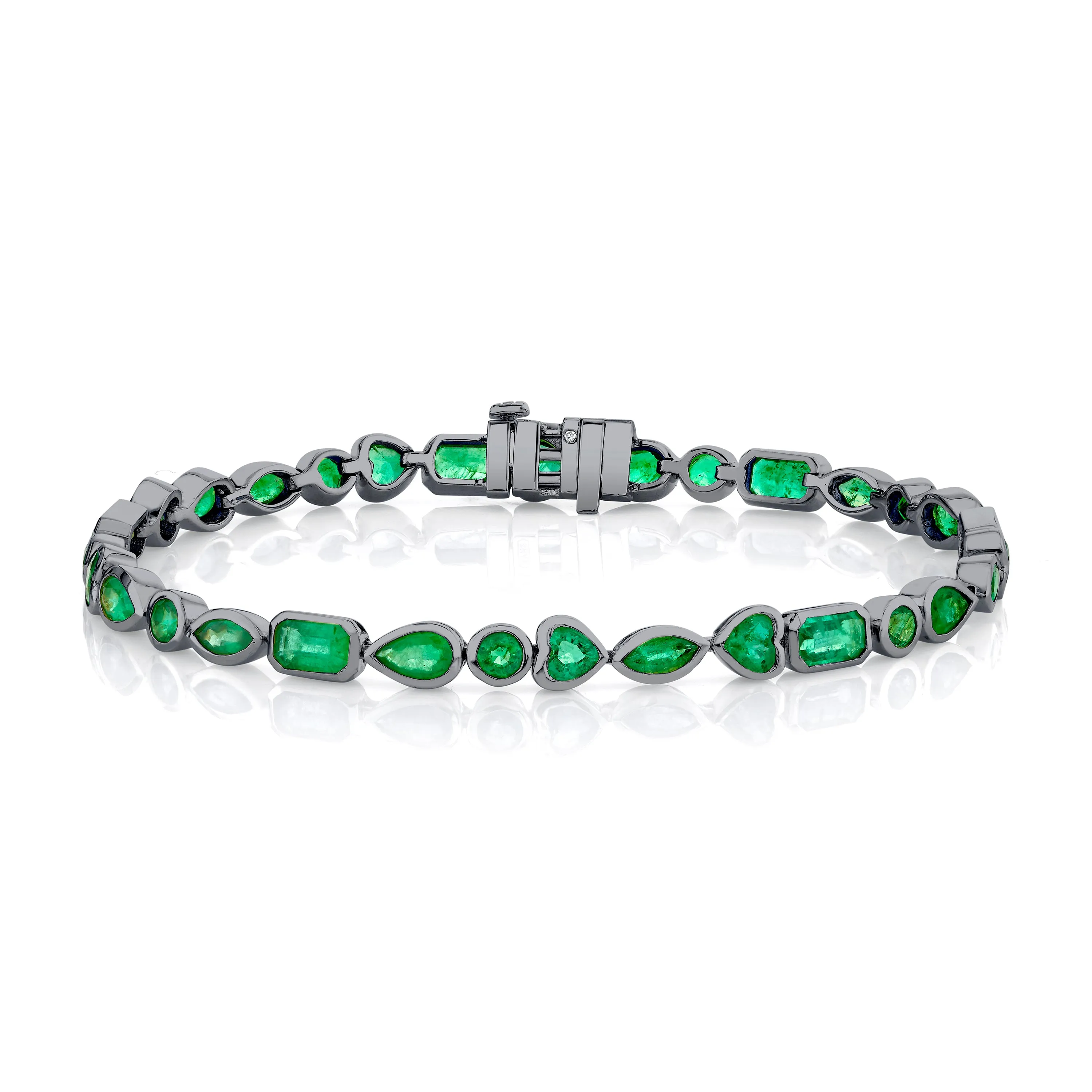 MIXED EMERALD BEZEL TENNIS BRACELET