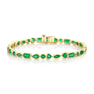 MIXED EMERALD BEZEL TENNIS BRACELET