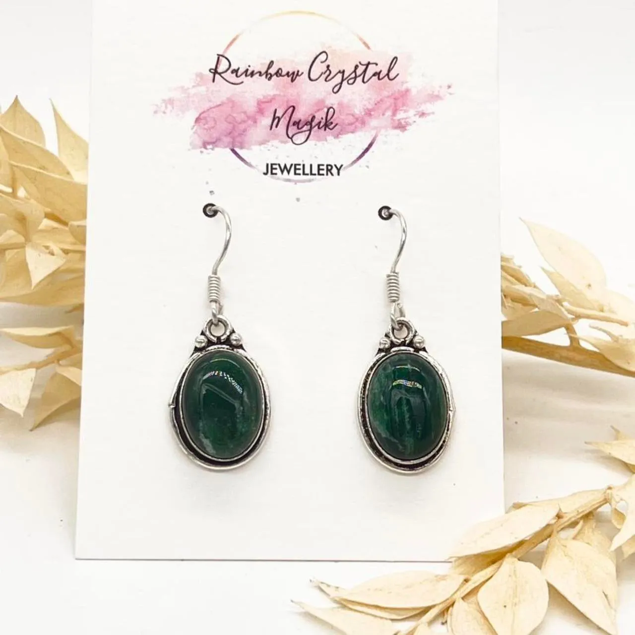 Modern Design Green Aventurine  Gemstone 925 Sterling Silver Jewellery  Drop Earrings Gift for Her