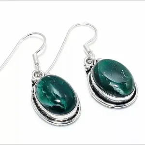 Modern Design Green Aventurine  Gemstone 925 Sterling Silver Jewellery  Drop Earrings Gift for Her