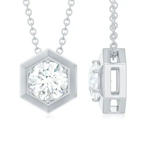 Moissanite Solitaire Hexagonal Pendant