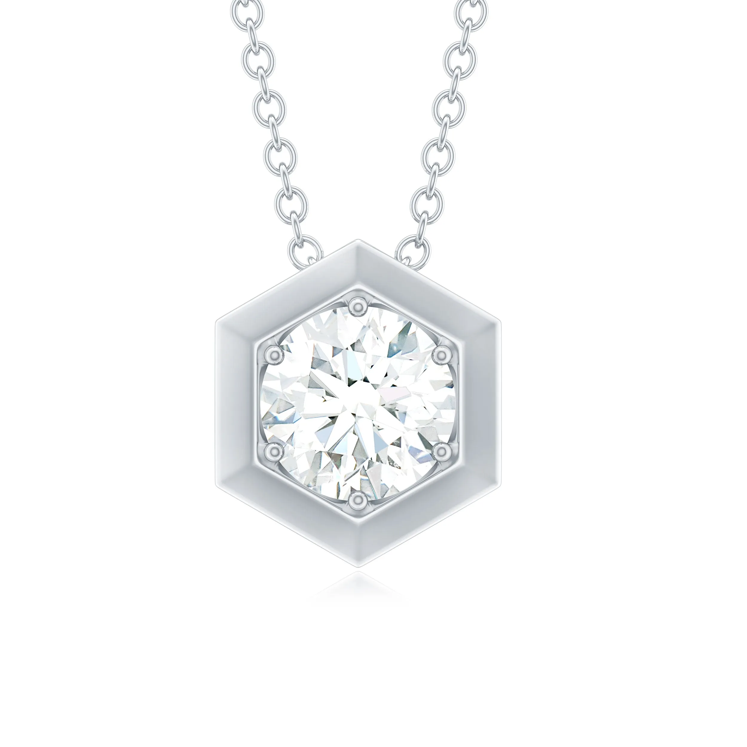 Moissanite Solitaire Hexagonal Pendant