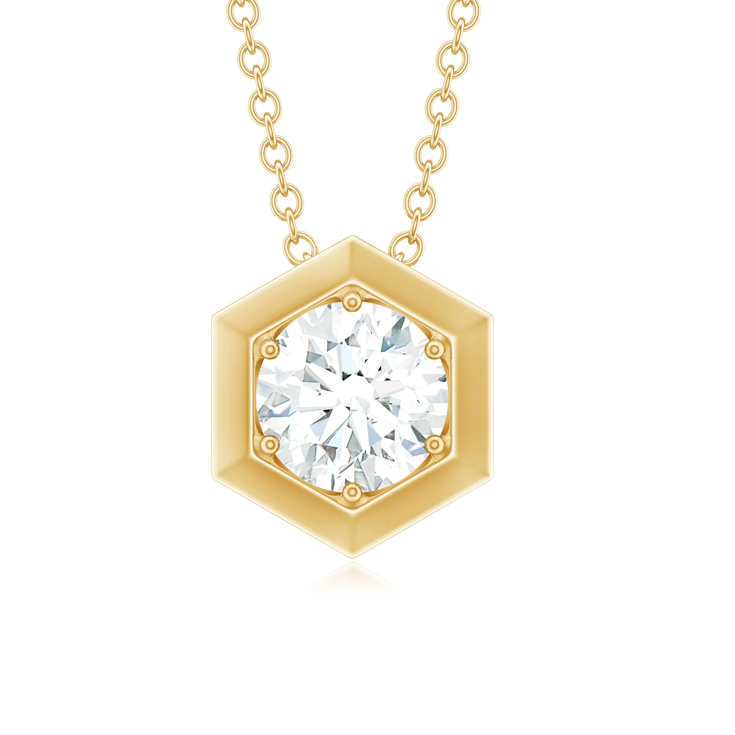 Moissanite Solitaire Hexagonal Pendant