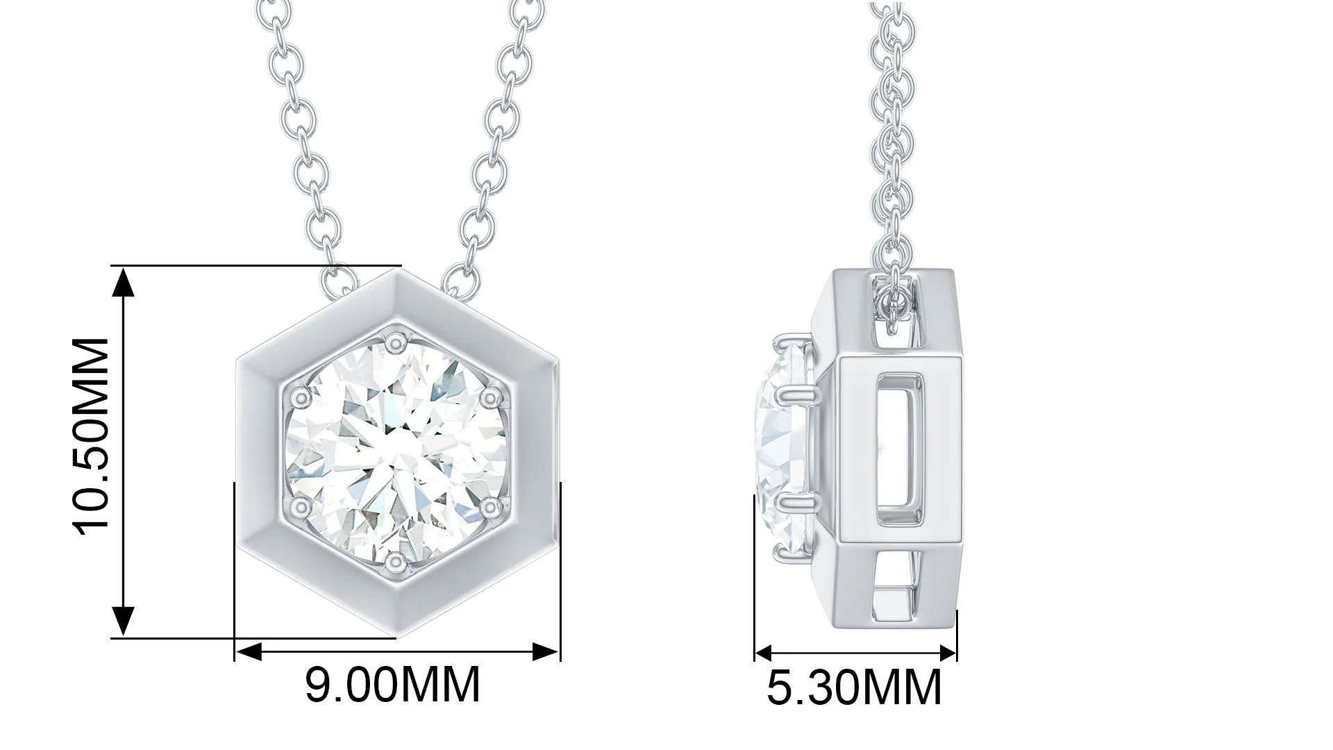 Moissanite Solitaire Hexagonal Pendant