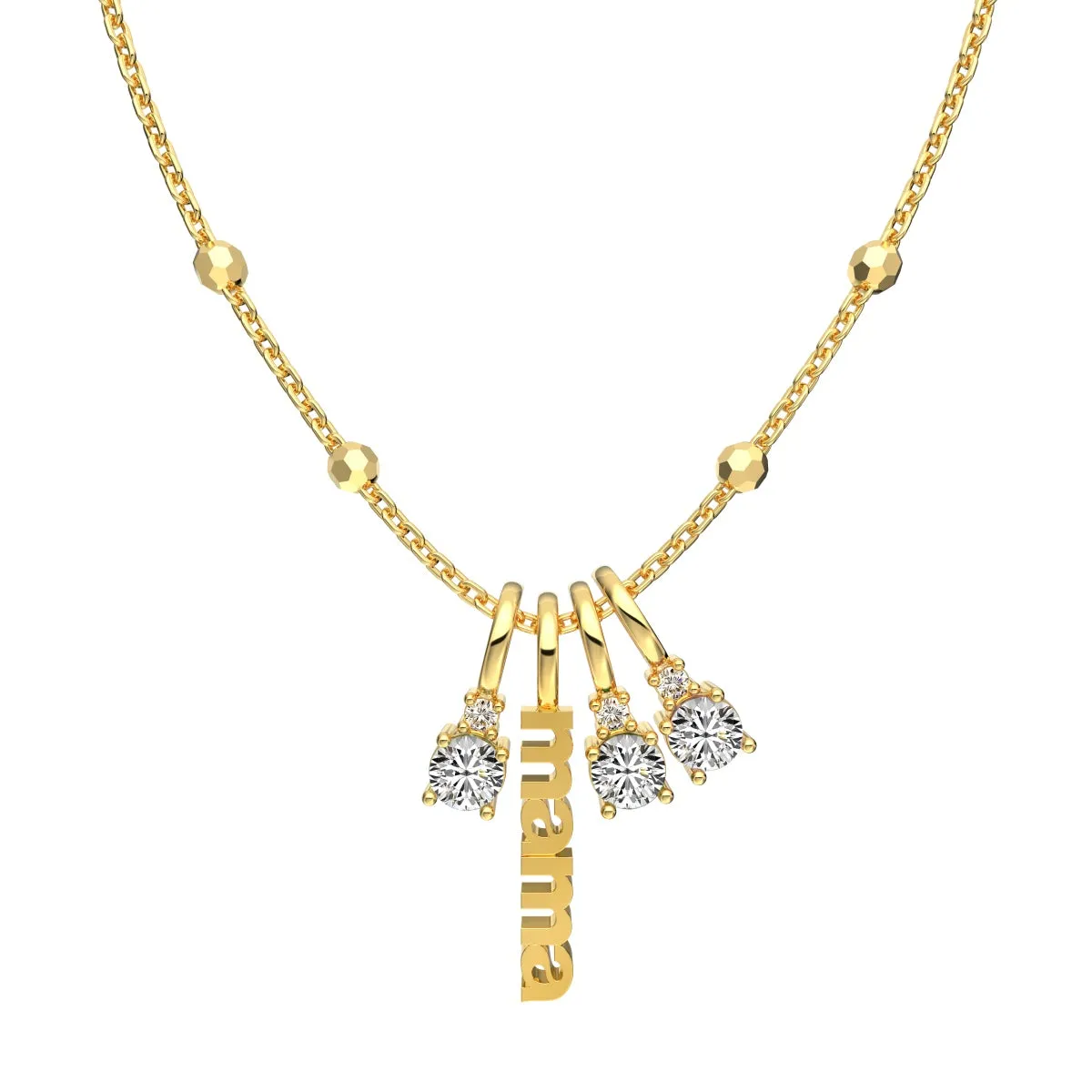 Mom Simulated Diamond Necklace with Clip-On Charms