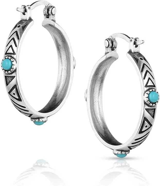 Montana Silversmiths Uncovered Beauty Turquoise Hoop Earrings - ER5795