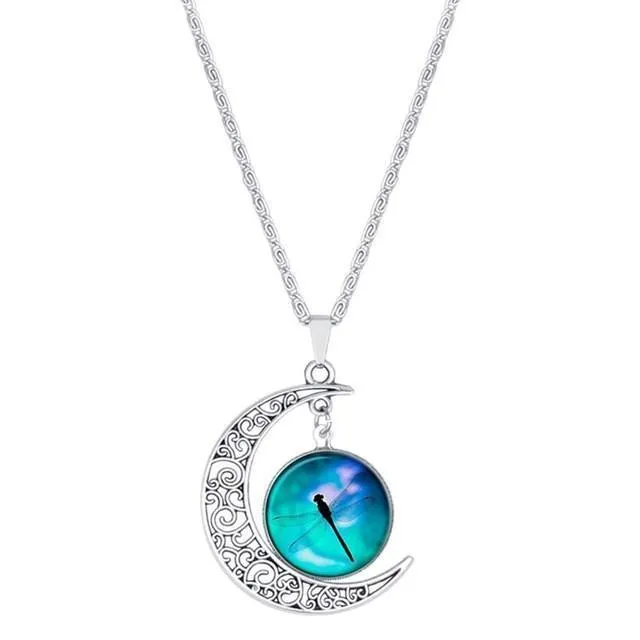 Moon Pendant White Horse Necklace