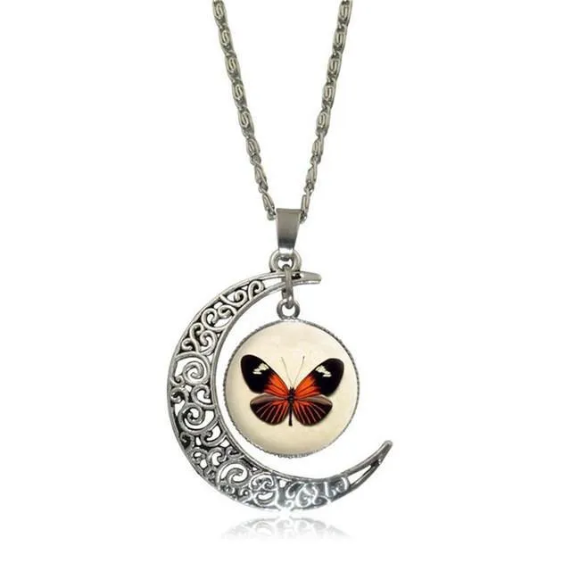 Moon Pendant White Horse Necklace