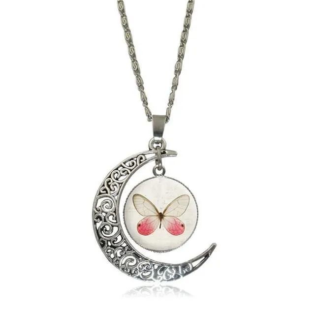 Moon Pendant White Horse Necklace