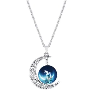 Moon Pendant White Horse Necklace