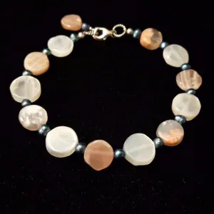 Moonstone, & Pearl Silver Bracelet