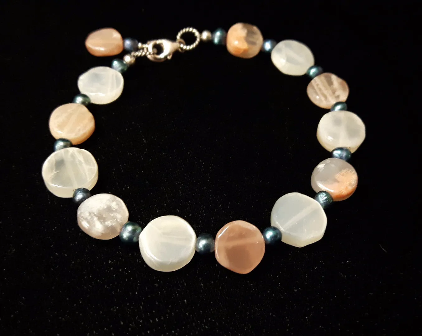 Moonstone, & Pearl Silver Bracelet