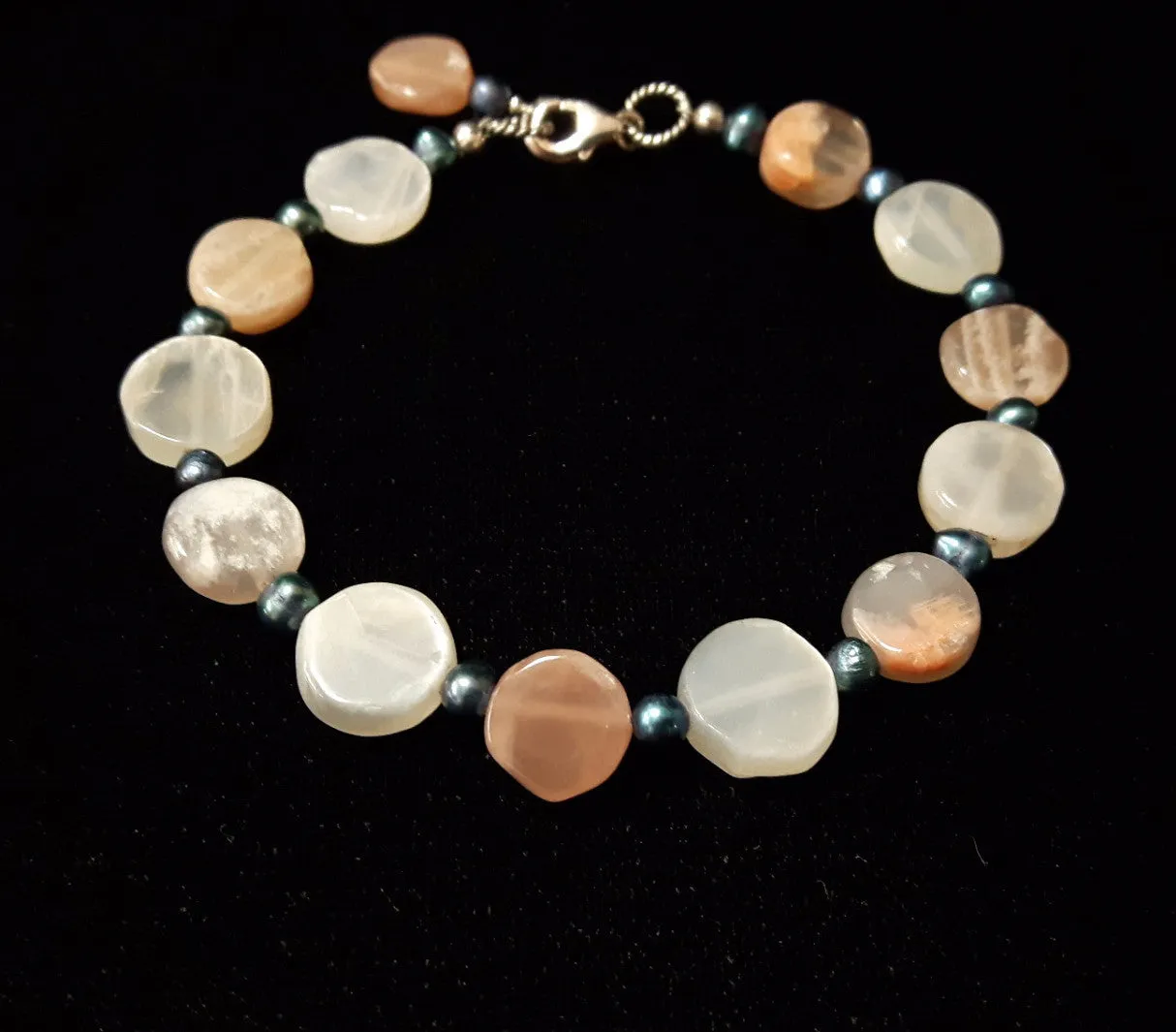 Moonstone, & Pearl Silver Bracelet