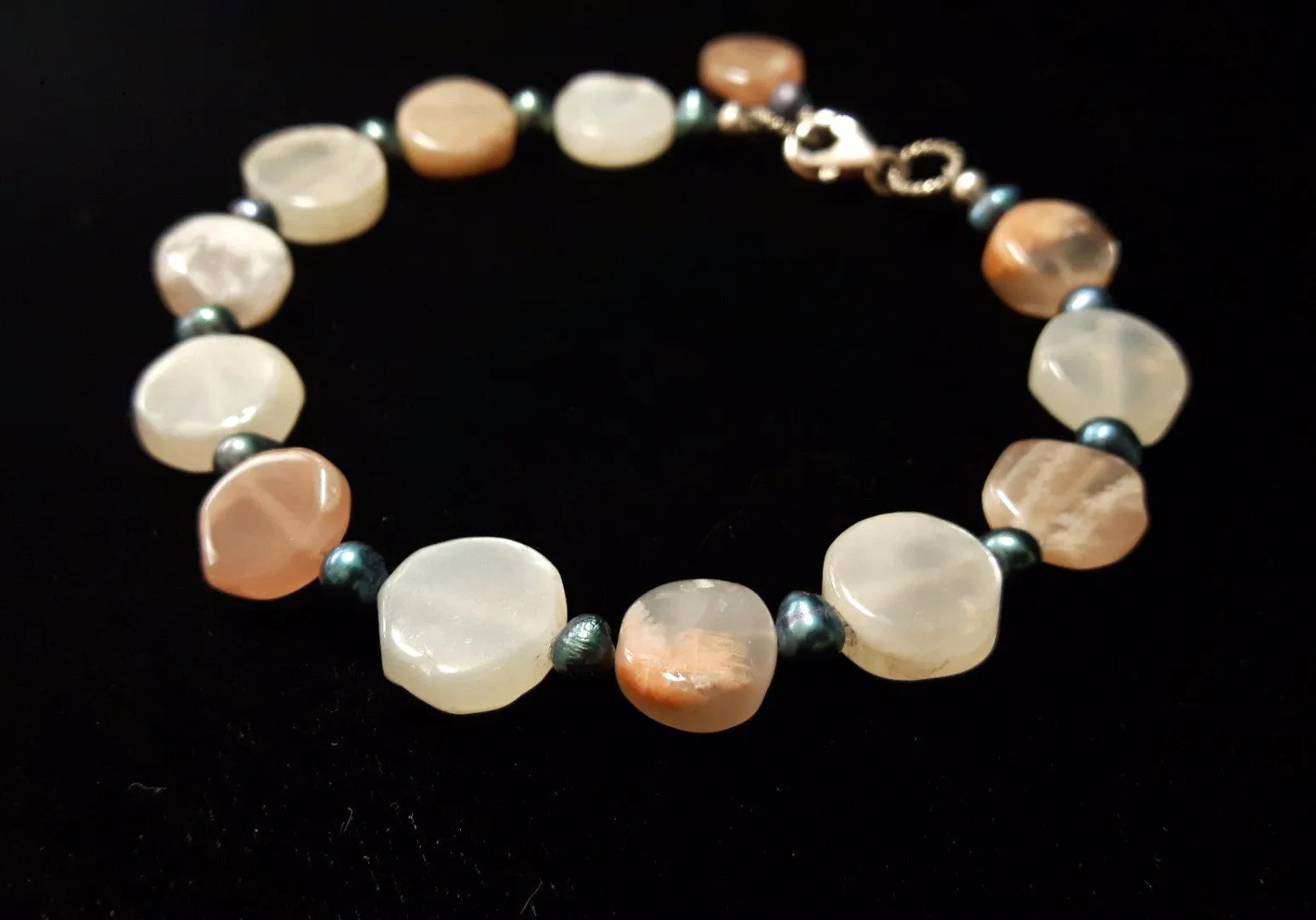 Moonstone, & Pearl Silver Bracelet