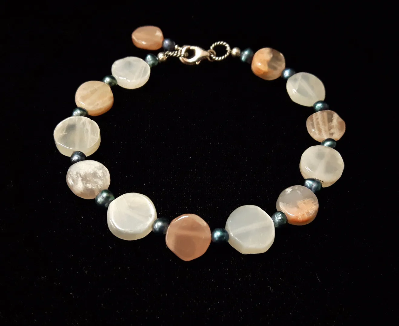 Moonstone, & Pearl Silver Bracelet