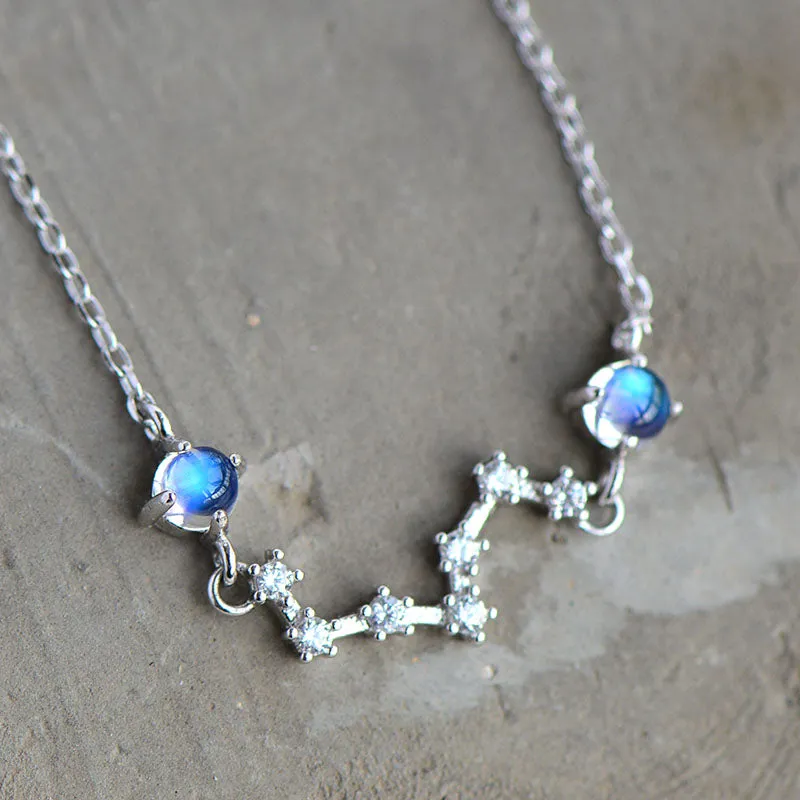 Moonstone Big Dipper Bracelet in White Gold Plated Silver June Birthstone Jewelry Women