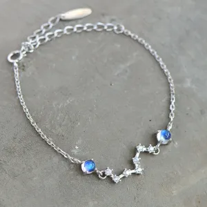 Moonstone Big Dipper Bracelet in White Gold Plated Silver June Birthstone Jewelry Women