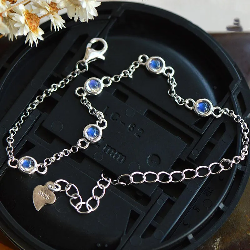 Moonstone Bracelets  in White Gold Plated Sterling Silver June Birthstone Jewelry For Women