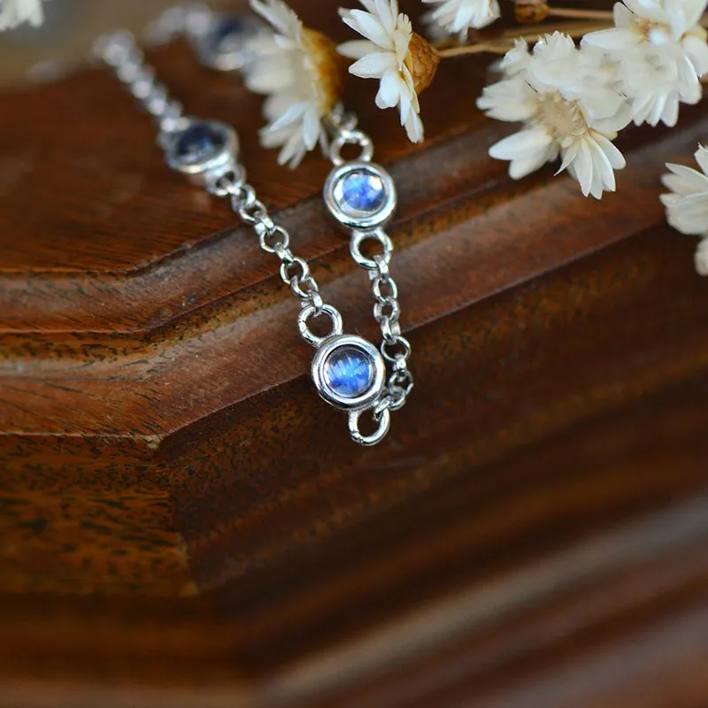 Moonstone Bracelets  in White Gold Plated Sterling Silver June Birthstone Jewelry For Women