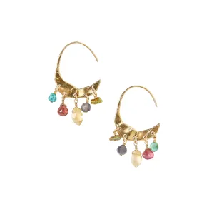 Multi Stone Petite Crescent Hoops