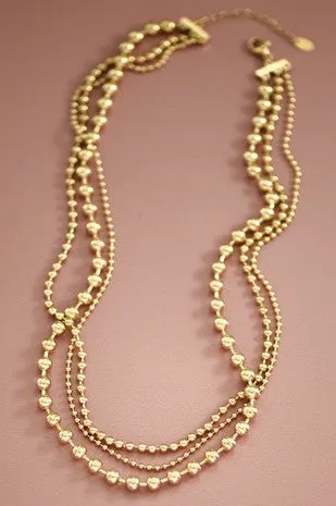 Multi Strand Gold Ball Chain Necklace