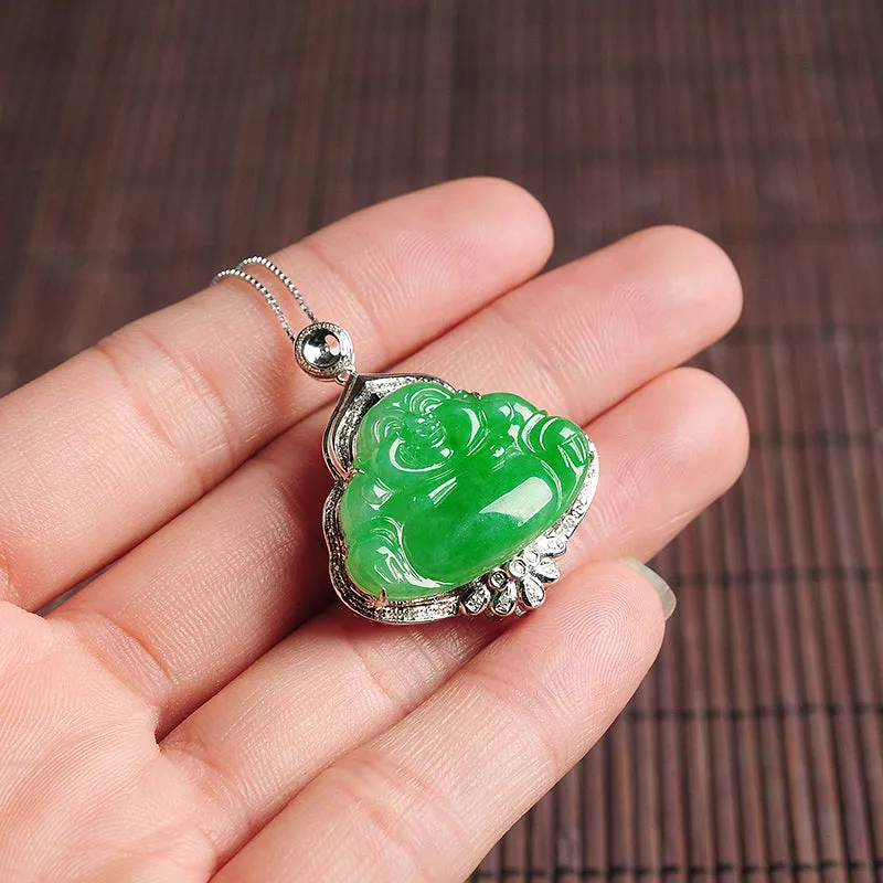 Natural Jade Pendant Jadeite Gold Buddha Pendant PT29